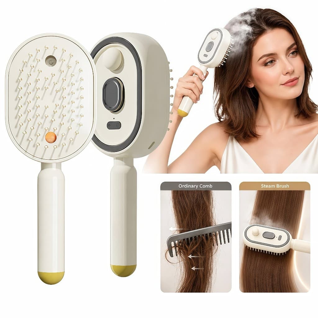 Escova Alisadora com Spray Pente Massageador para Couro Cabeludo Escova Elétrica com Vapor Escova De Cabelo Profissional
