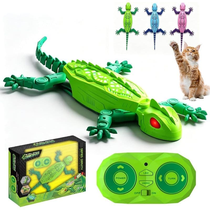Brinquedo Gecko De Escalada Com Controle Remoto Para Gatos , De Gato Que Escala A Parede (Verde)