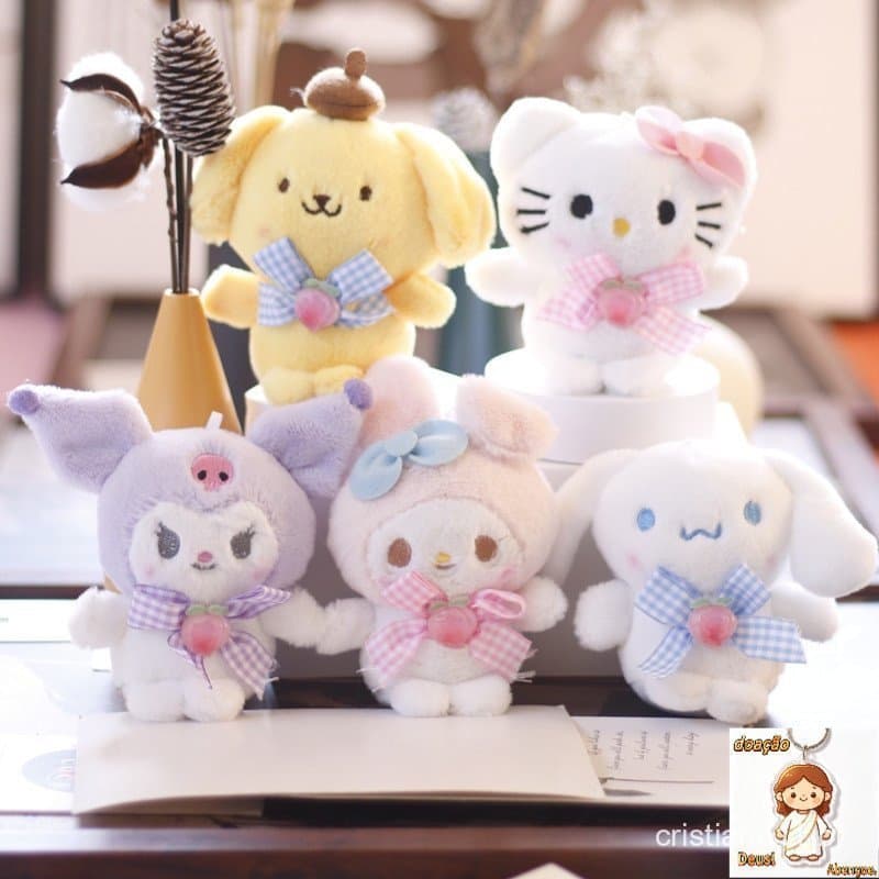 Brinquedos de Pelúcia Sanrio My Melody Cinnamoroll Kuromi Pingente de Anime para Crianças