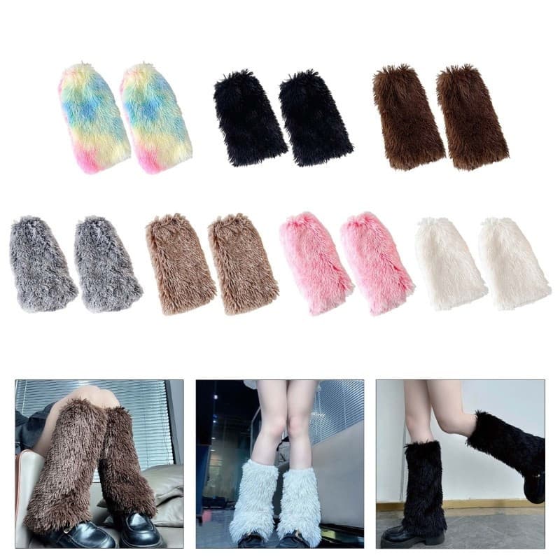 Aquecedores Pernas Femininos Inverno Estone Peludos Para O Calor Meias Grossas Coloridas Pelúcia