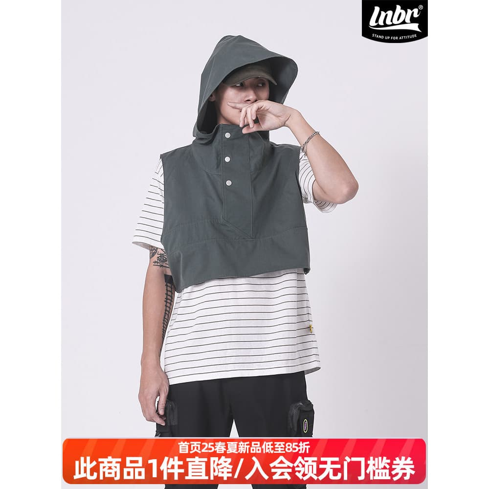 LNBR urso elétrico 2021SS novo produto funcional ferramentas com capuz sem mangas colete Street Wear solto Casual colete