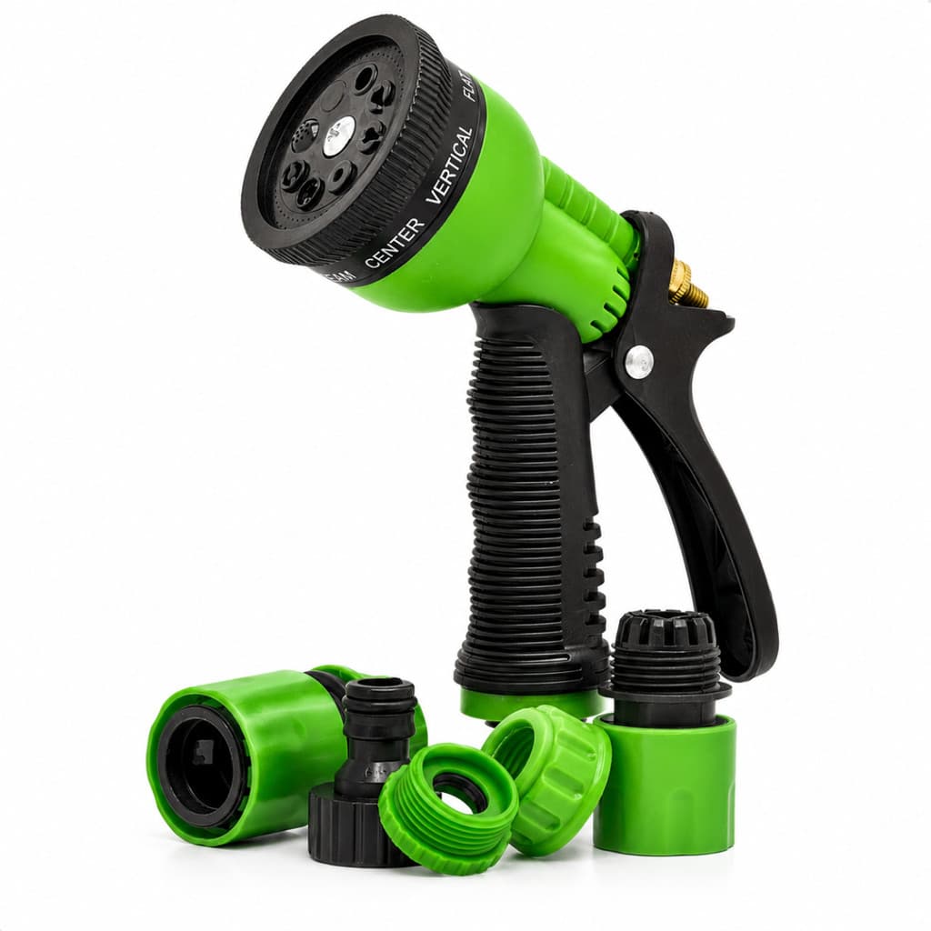 Pistola Para Mangueira 7 Jatos Kit Engate Rápido Esguicho Potente 4 Peças Ducha De Irrigação Prática