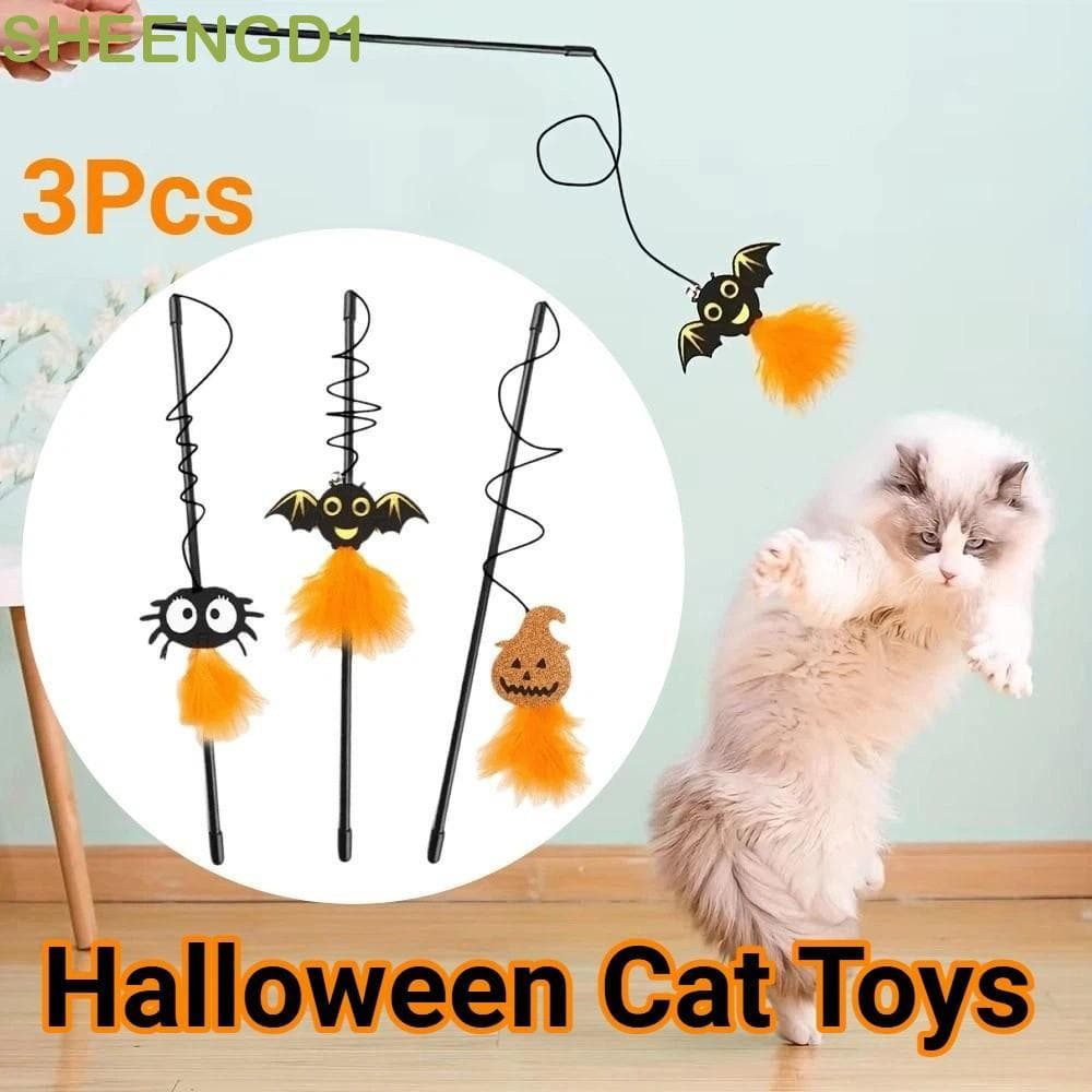 SHEENGD1 3 Peças De Brinquedos Para Gatos De Halloween , Haste De Plástico Estilo Brinquedo De Varinha De Gato Poste De