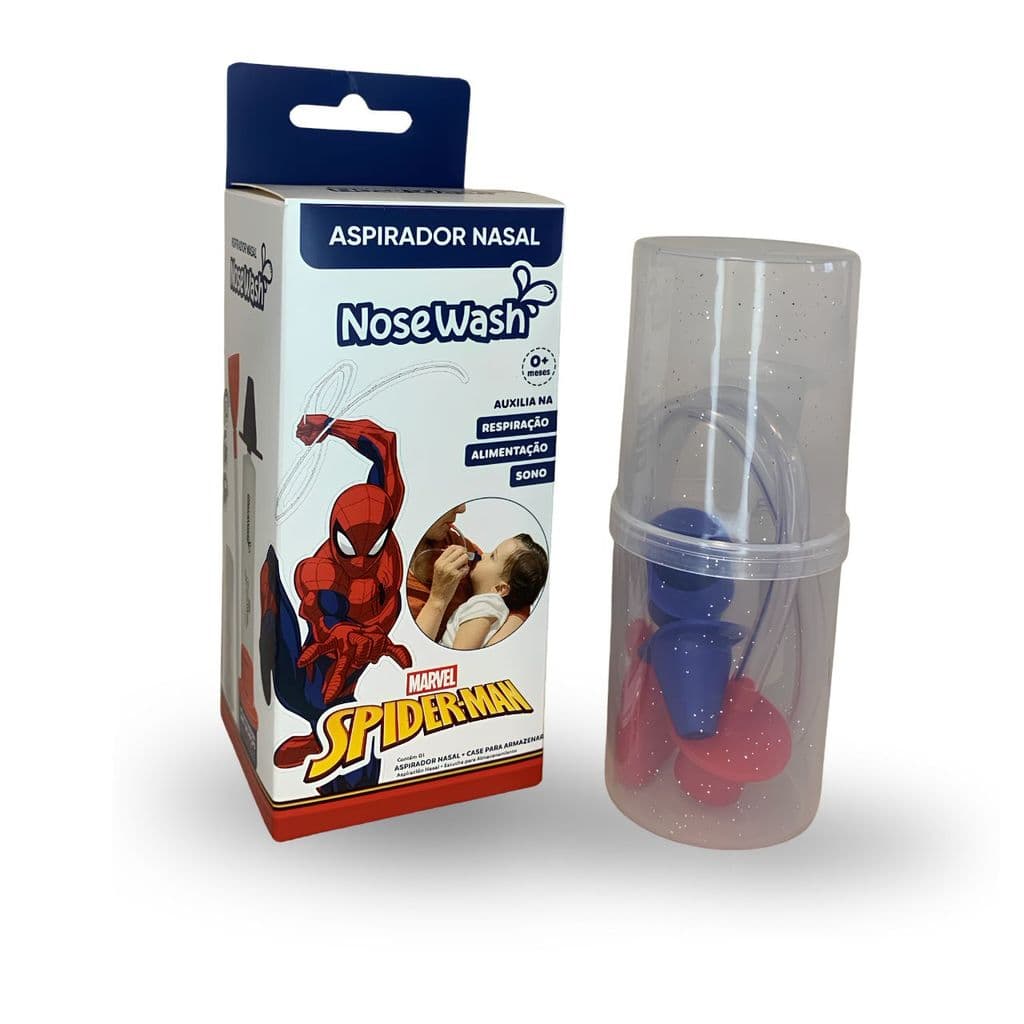 Aspirador Nasal Infantil NoseWash Spider-Man Bebê 0+ Meses com Estojo