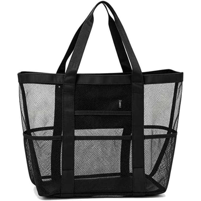 Bolsa de Praia Dobrável em Malha, Bolsa de Natação Resistente, Bolsa Leve e Portátil para Praia, Piscina, Academia, Viag
