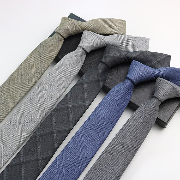 Gravata masculina xadrez estilo europeu americano retrô terno vestido de algodão com zíper cinza 7cm versão coreana grav