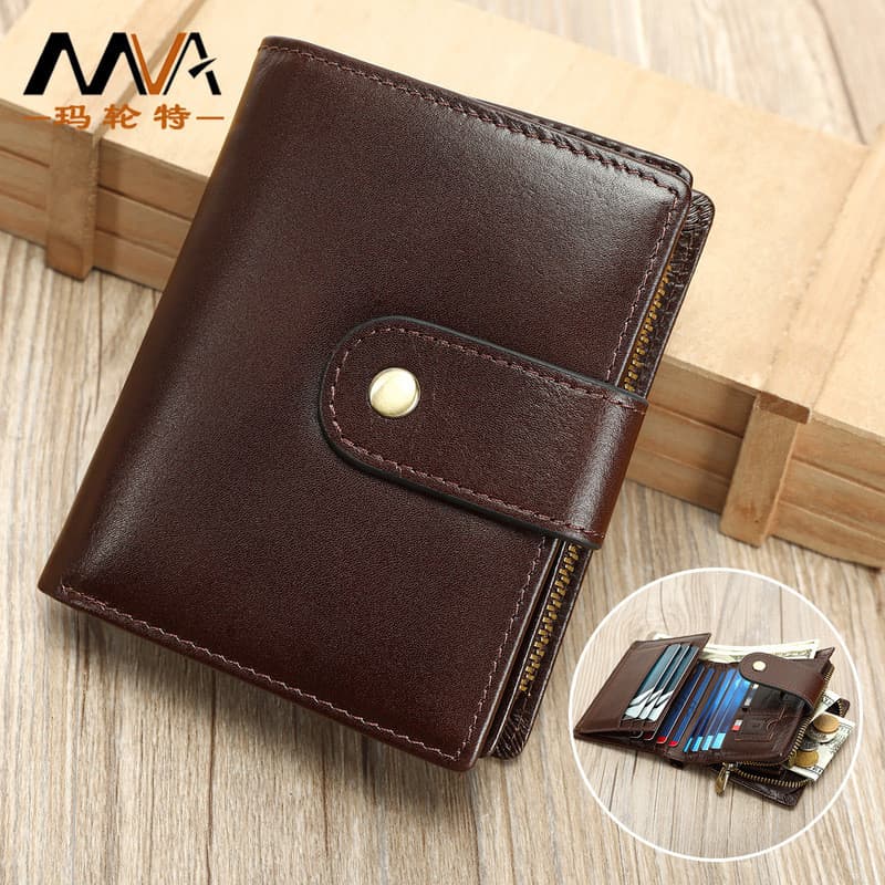 Carteira masculina de couro genuíno RFIDF Anti-magnético couro multifuncional carteira masculina High-End carteira de em