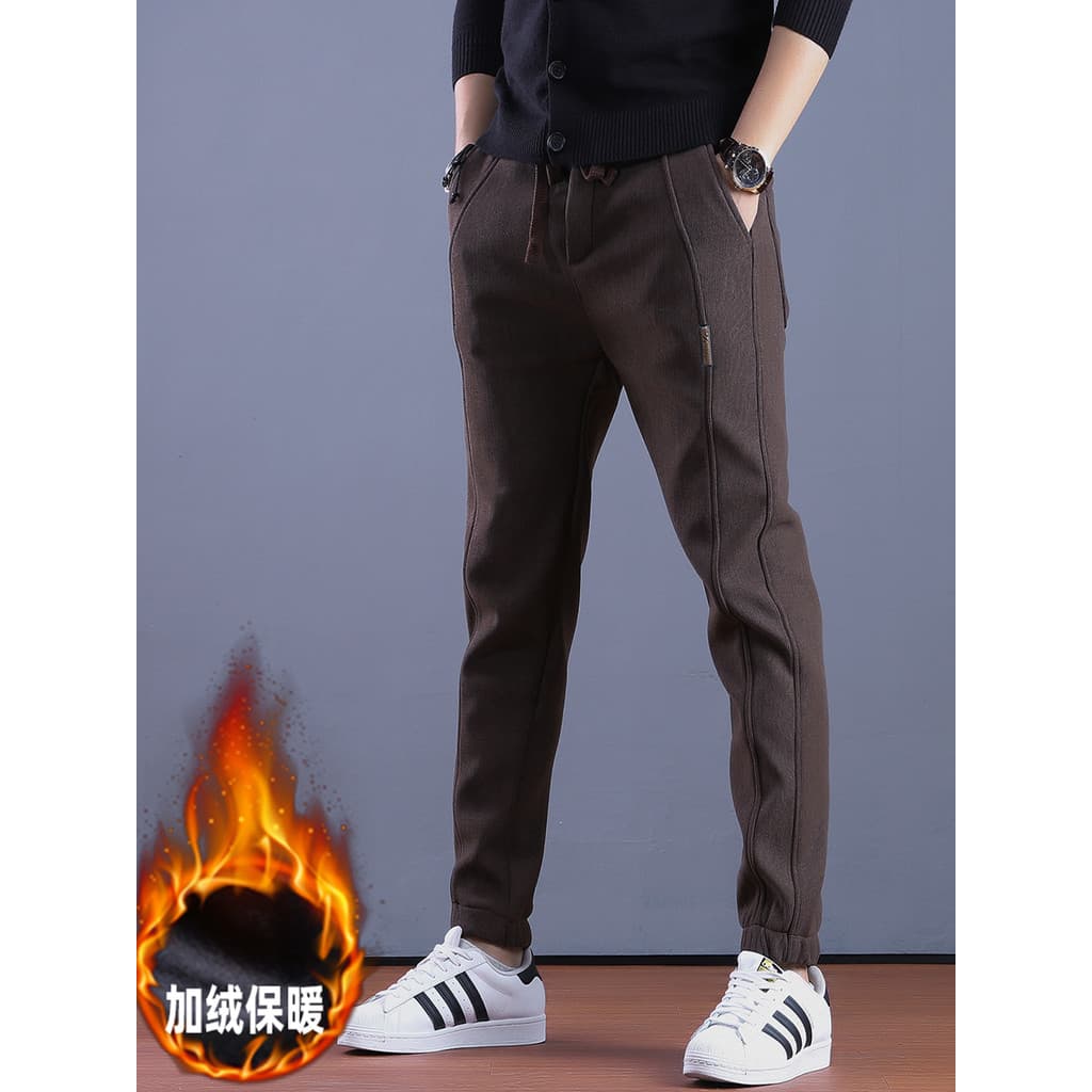 Outono inverno forro de lã calças masculinas novo estilo calças de veludo calças casuais masculinas engrossadas calças e