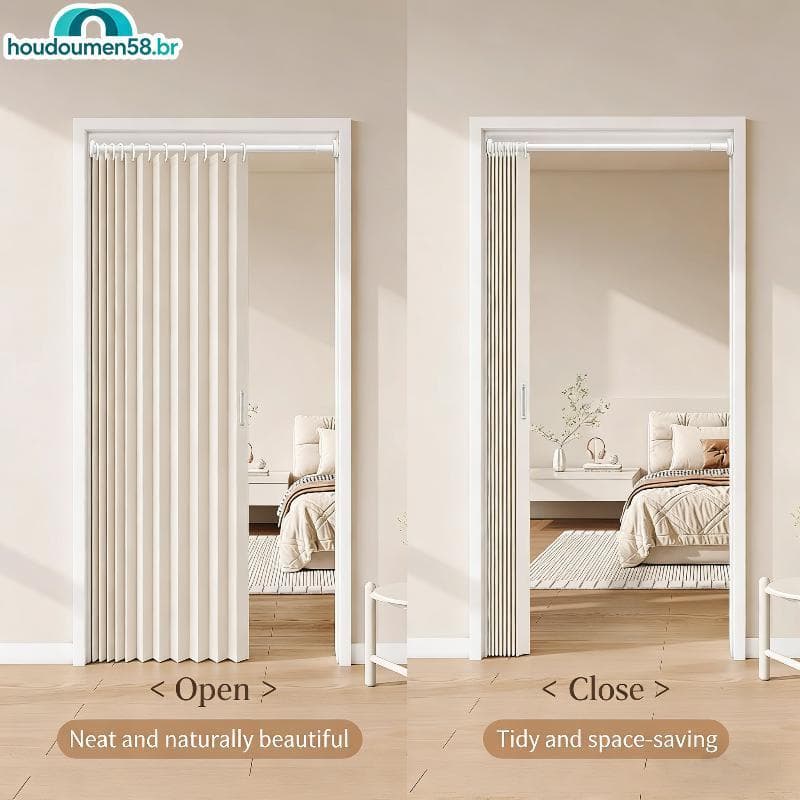 Cortina De Porta Dobrável HOUDO Sem Perfuração Design Divisor De Sala De Casa Proteção De Privacidade Para Quarto Estar