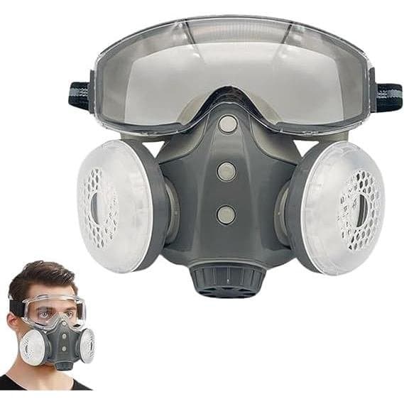 Máscara Respiratória Integrada à Prova de Poeira, Máscara com Filtros e Óculos de Proteção, Máscara Antipoeira para Pint