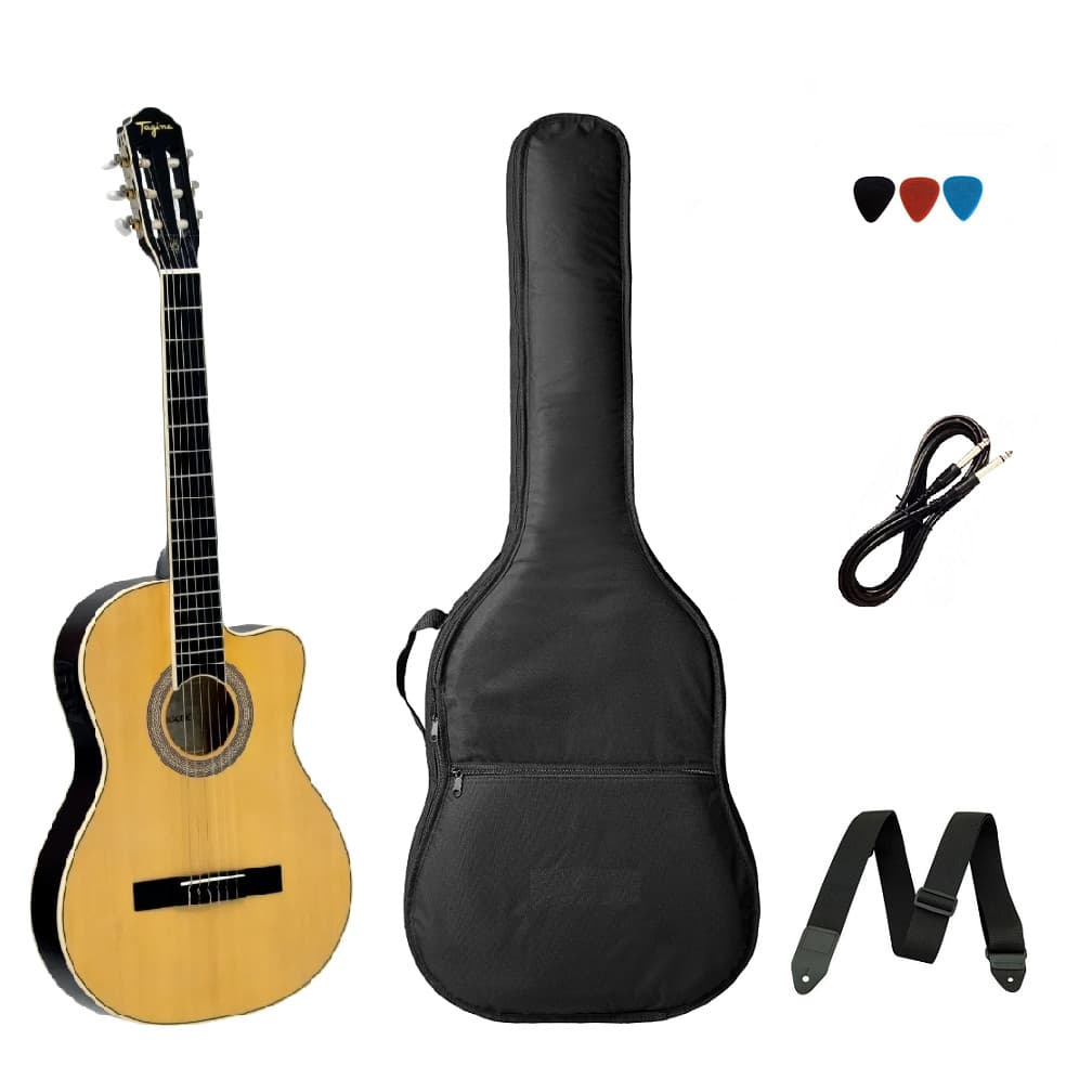 Kit Violão Elétrico Tagima Cartagena Flat Nylon Natural