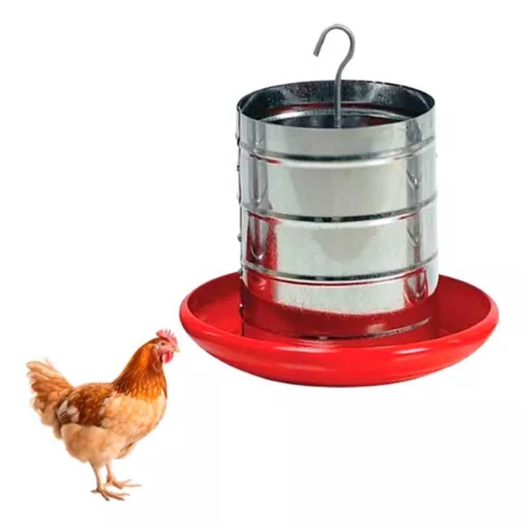 Comedouro Tubular Galvanizado 5kg p/ Galinha Frango Aves Faisão