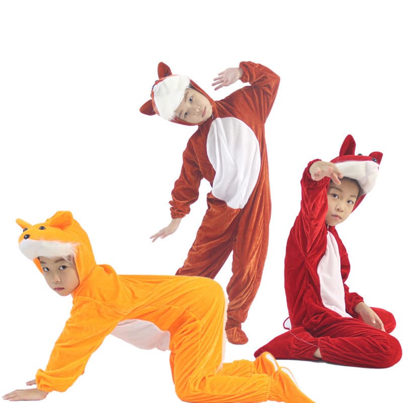 Novos meninos meninas crianças Universal Animal dos desenhos animados desempenho traje de uma peça raposa dança traje ad
