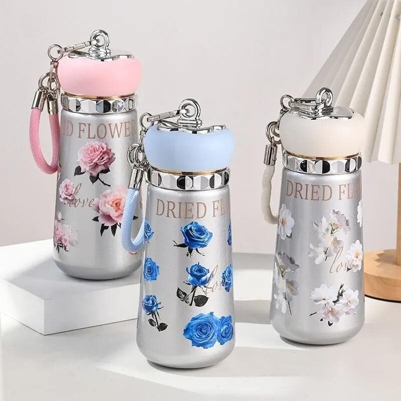 Novas flores de alta qualidade copo térmico de alta aparência portátil luz luxo presente copo coberto com forro de titân