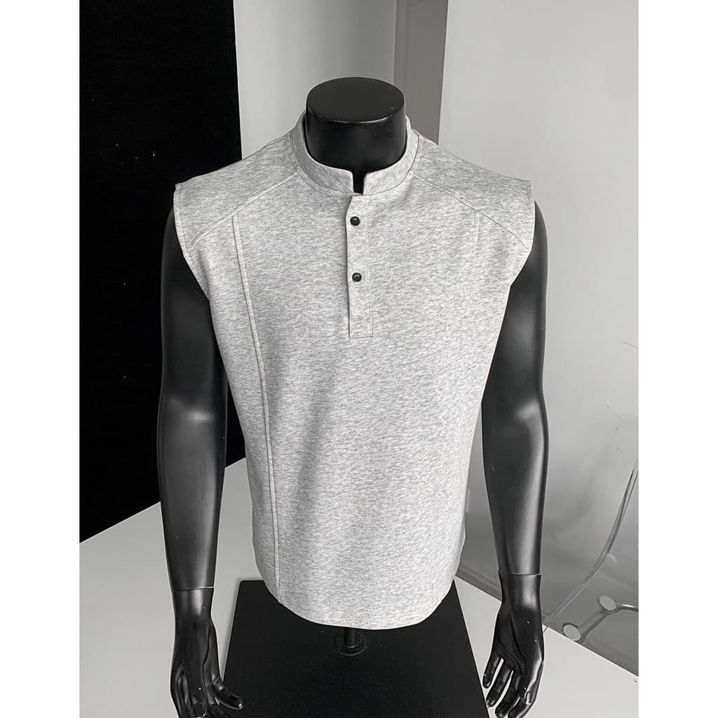 Americano cleanfit costura colete masculino verão exterior usar pesado sem mangas camiseta frente ombro solto mais magro