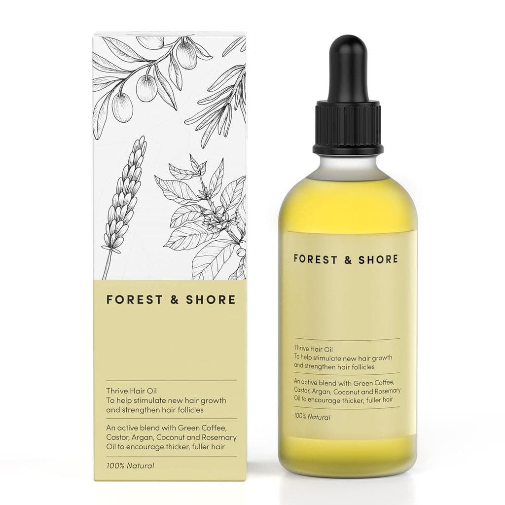 Óleo para Crescimento Capilar Forest & Shore, 100% natural, contém cafeína, biotina, óleo de rícino, óleo de argan e ale