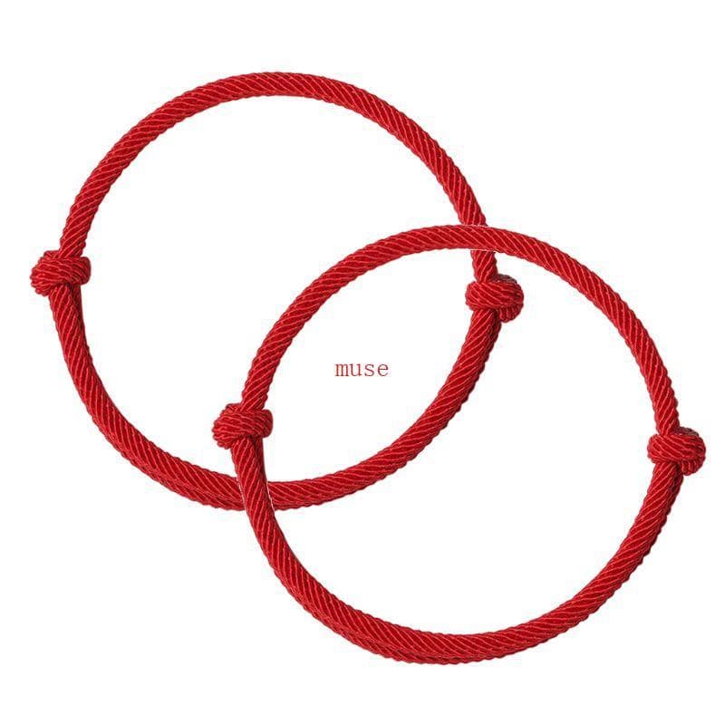 muse 2 Peças Pulseira Artesanal Boa Sorte Kabbalah Corda Vermelha Ajustável Para Amante