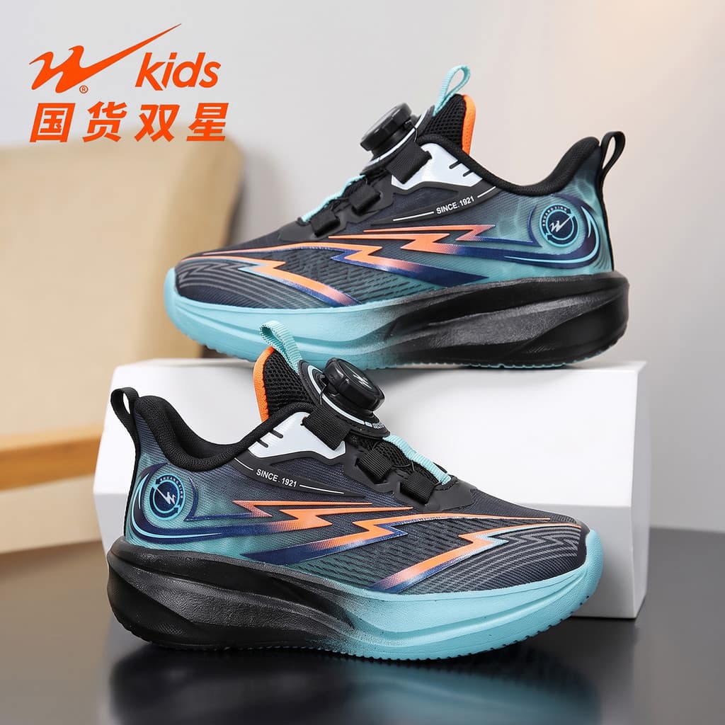 Dupla estrela menino sapatos 2026 primavera outono novo estilo malha respirável médio grande crianças tênis de corrida d