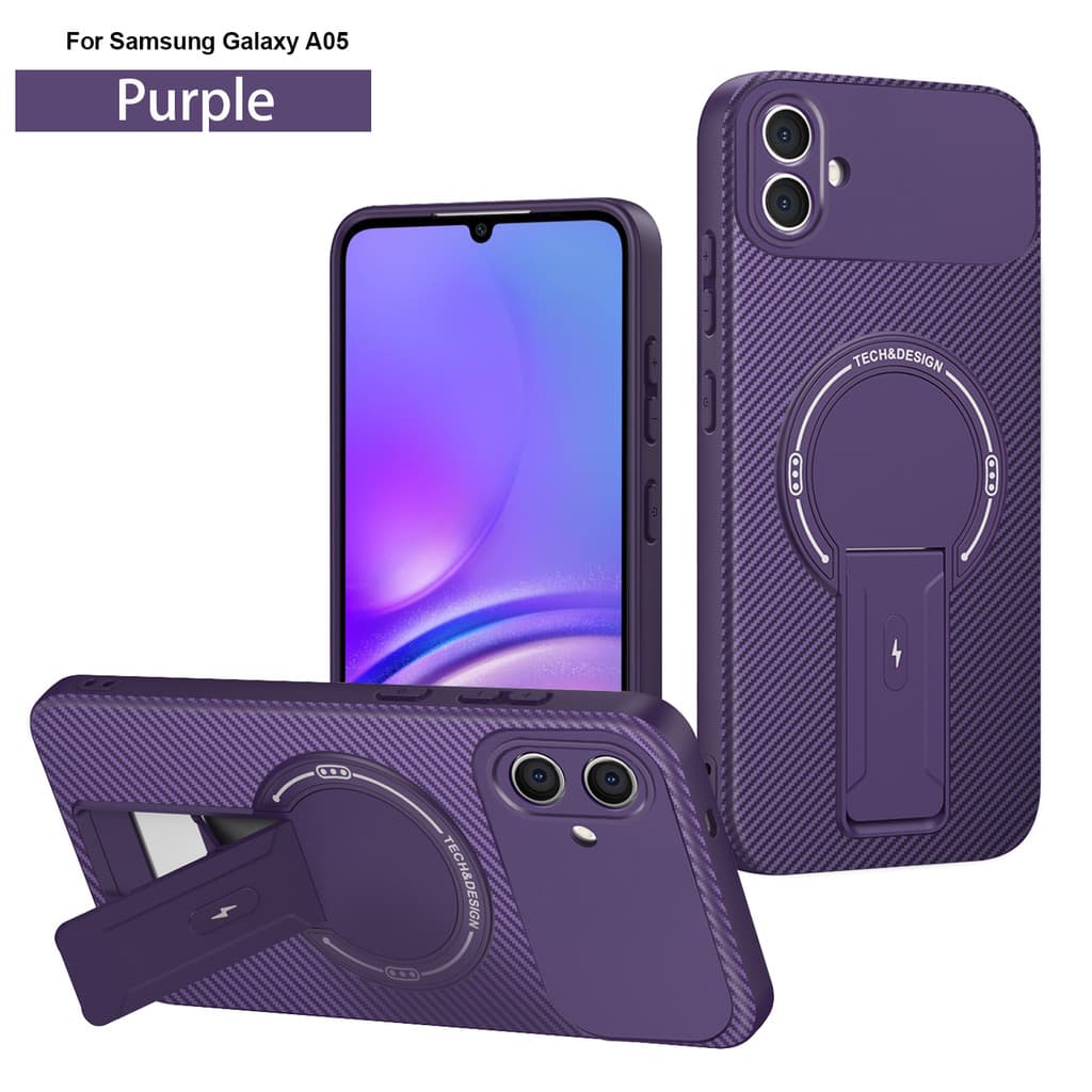 Capa de telefone com suporte de padrão de fibra adequada para Samsung A05 4G magnético Samsung F05 4G carregador sem fio