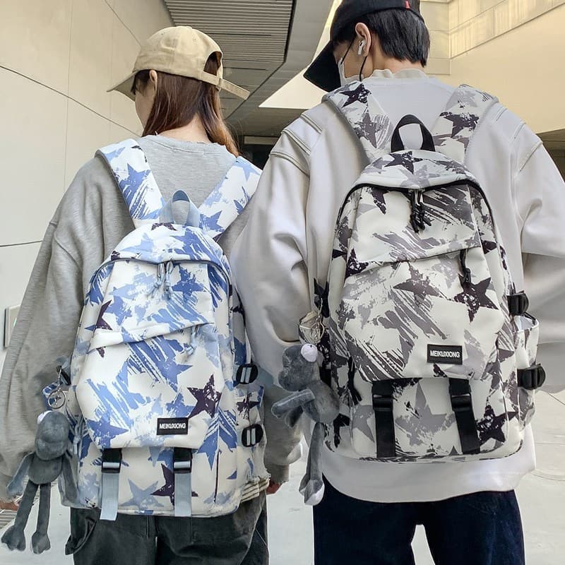 Estilo americano rua estrela Graffiti mochila estilo masculino street Wear estudantes do ensino médio mochila feminina a