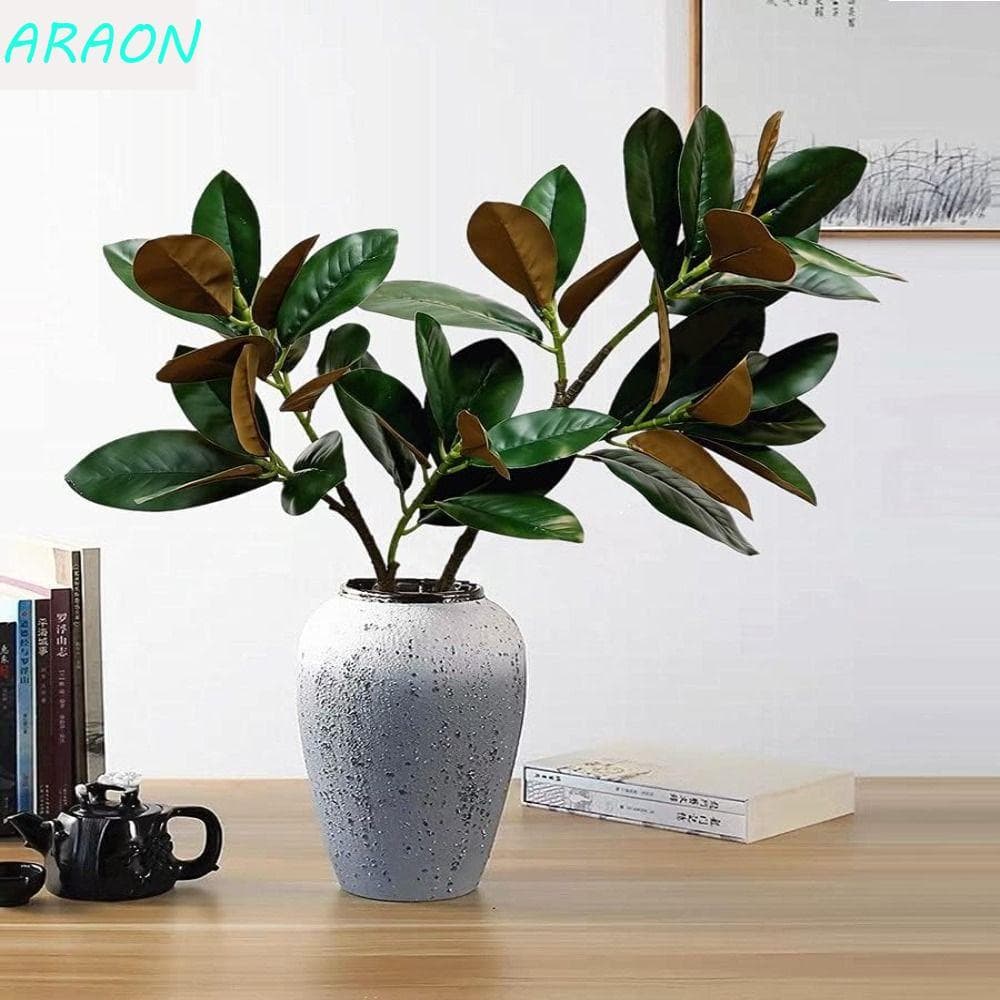 Planta De Magnólia Artificial , Folhas De Borracha , Ramo De Árvore Simulado Feito À Mão , Grandes Plantas Artificiais