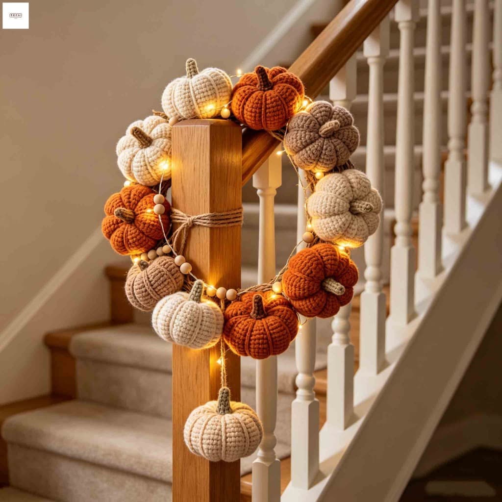 Luzes De Corda De Abóbora De Malha-Guirlanda De Decoração De Casa De Natal De Halloween De Outono