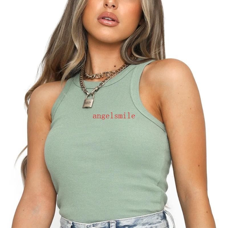 Ace Feminino Halter Pescoço Cor Sólida Colheita Tanque Verão Malha Com Nervuras Bodycon Sem Mangas Crewneck Racerback Ca