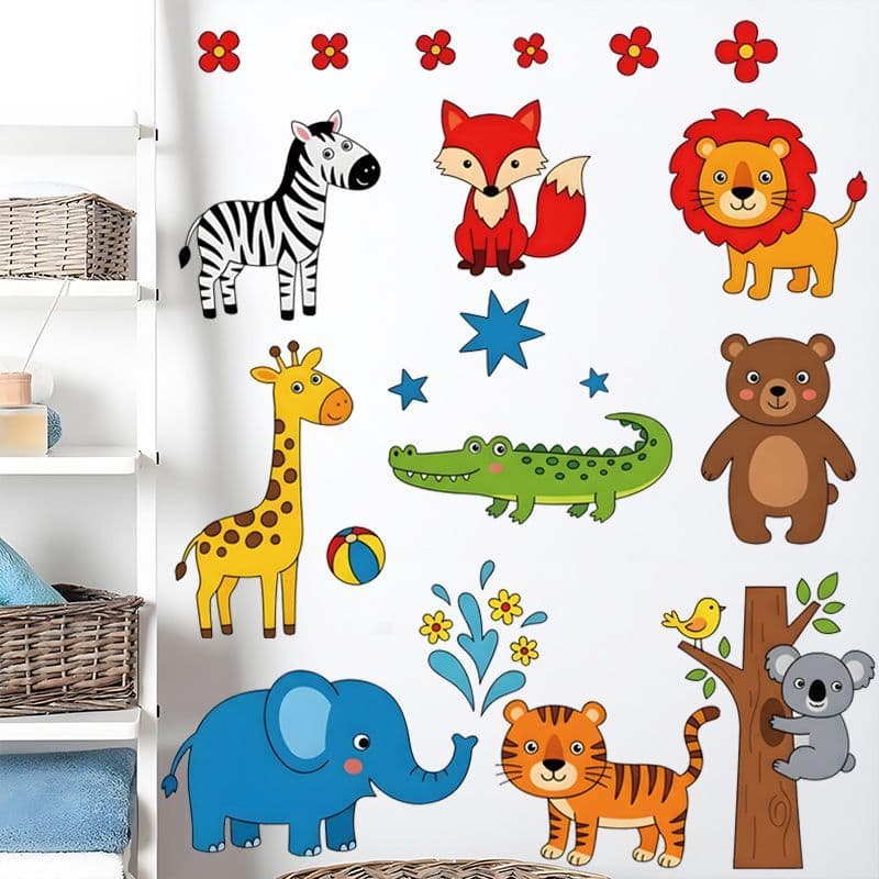 Bonito diversão zoológico jardim de infância quarto das crianças atmosfera quente pintura decorativa papel à prova dwate