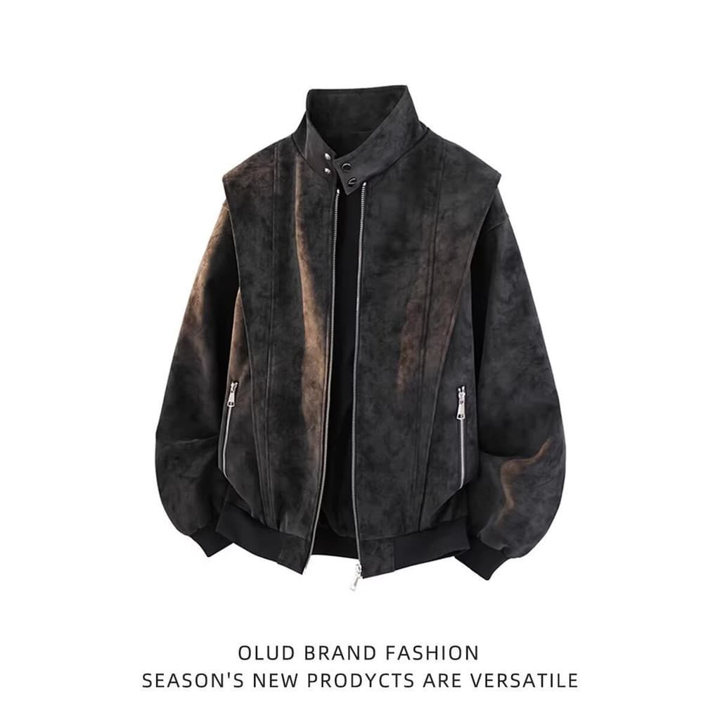 Americano gola alta jaqueta masculina 2026 primavera outono novo estilo Street Wear rufião bonito solto Casual All-Match