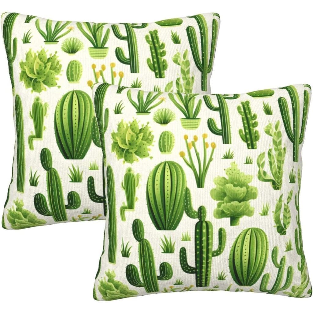 Capas de Almofada 16x16 Polegadas, Conjunto de 2, Capas Decorativas com Estampa de Cacto, Capas Quadradas para Almofadas