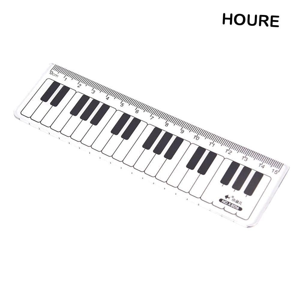 HOURE Réguas Retas Escala Portátil Régua Plástico 15cm Material Escolar De Escritório Preto Branco Notas Musicais