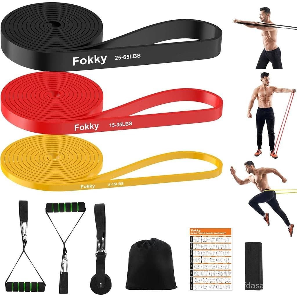 Fokky Gomas Elásticas para Musculação [Conjunto de 3], Bandas Elásticas de 8-65LBS