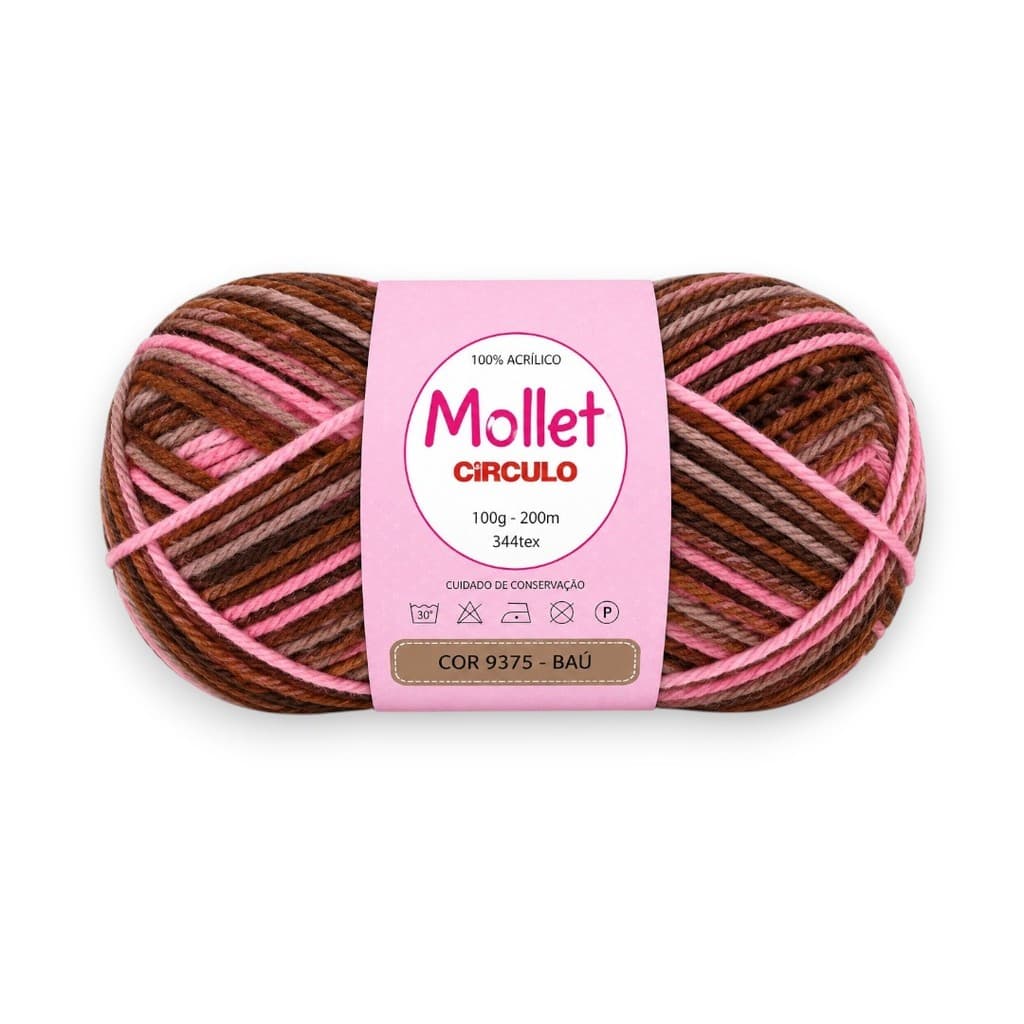 Fio Mollet Círculo 100g 200m Cor 9375 Baú para Tricô e Crochê