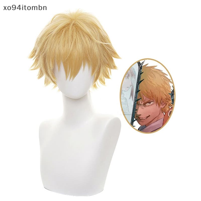 42741Artigos Peruca de Cosplay do Homem da Cadeia Denji, Peruca de Anime Masculina para Halloween, Cabelo Loiro Curto, i