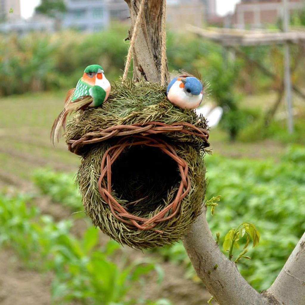 Decoração De Ninho De Pássaro Tecido Natural , Jardim Ao Ar Livre , Pendurado , Casa De Pássaros De Vime Para Pátio , Gr