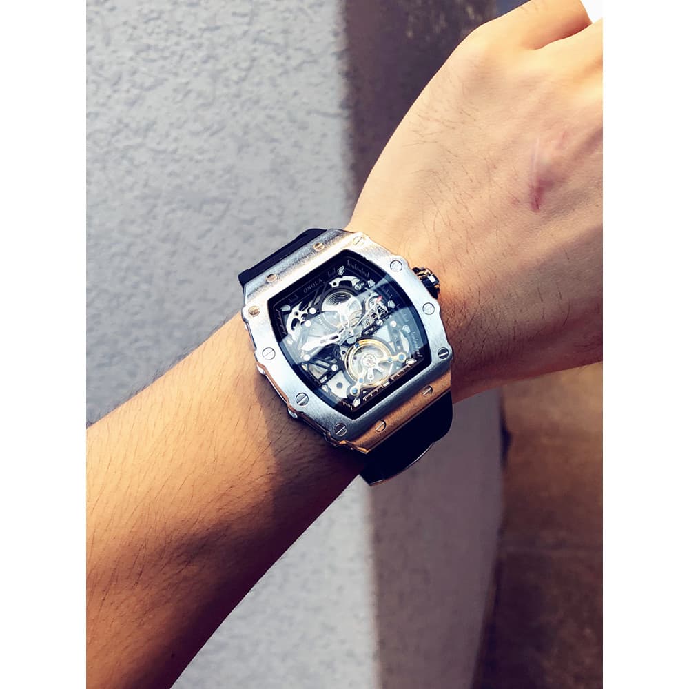 Street Wear relógio masculino turbilhão oco relógio mecânico automático suíço relógio de pulso dominador à prova dwaterp