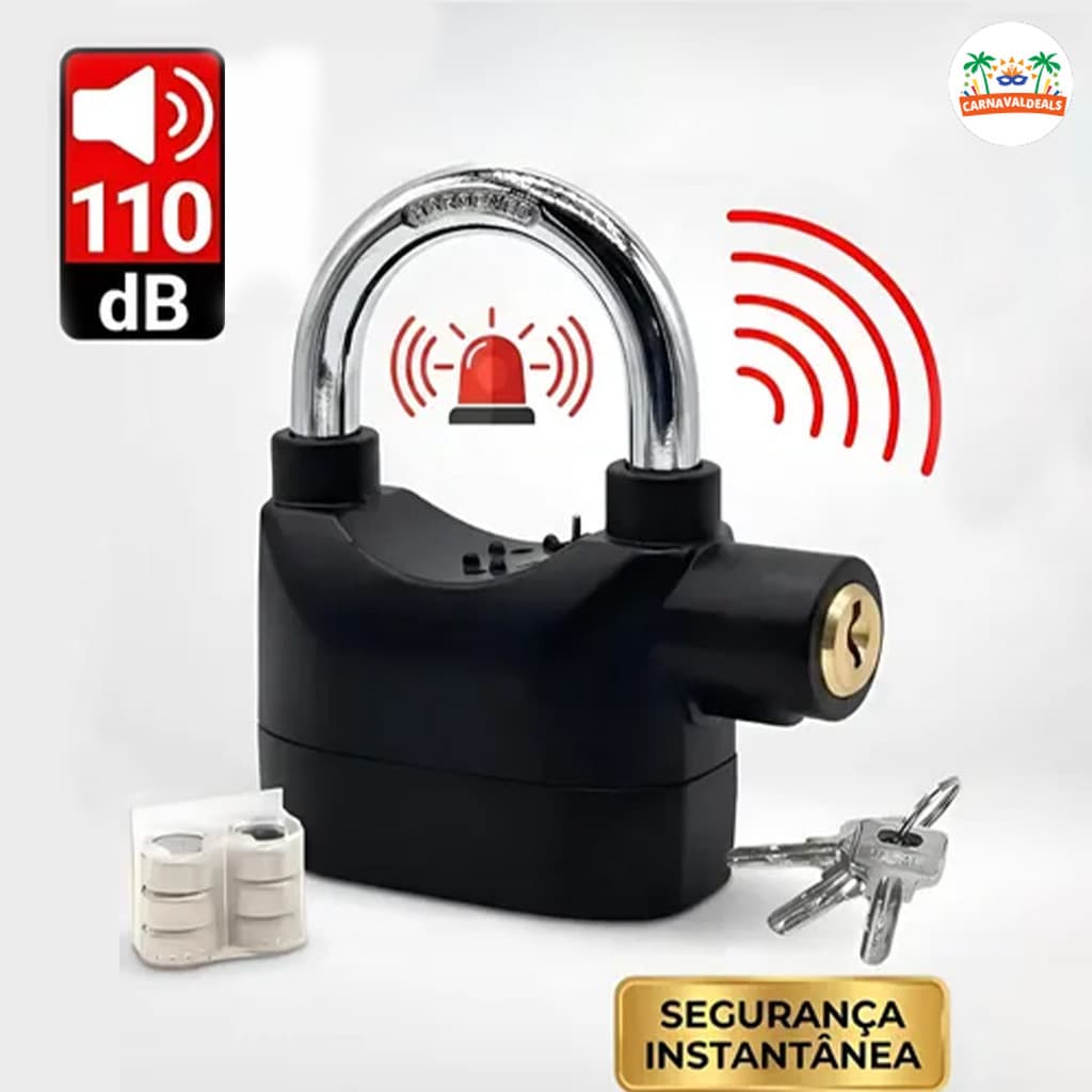 Mini Cadeado Antifurto com Alarme, Trava de Segurança Compacta para Moto, Bike, Portão e Mochila