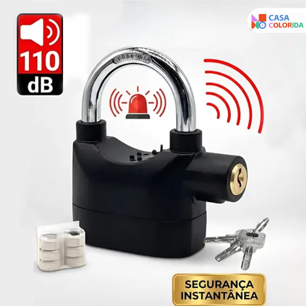 Mini Cadeado Antifurto com Alarme, Trava de Segurança Compacta para Moto, Bike, Portão e Mochila
