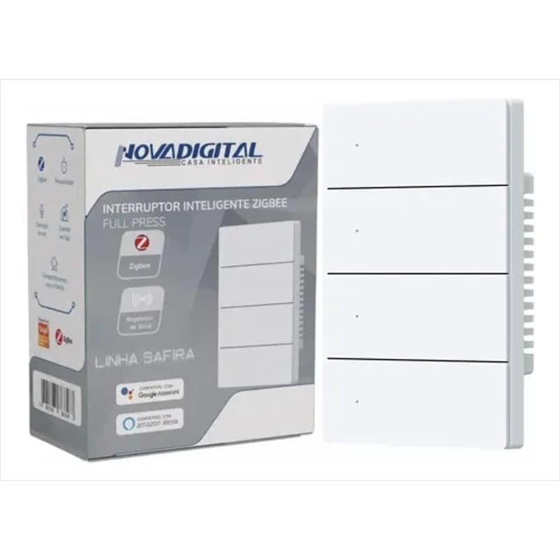Interruptor Inteligente Zigbee Novadigital 4 Teclas Botões Safira 4x2 Branco