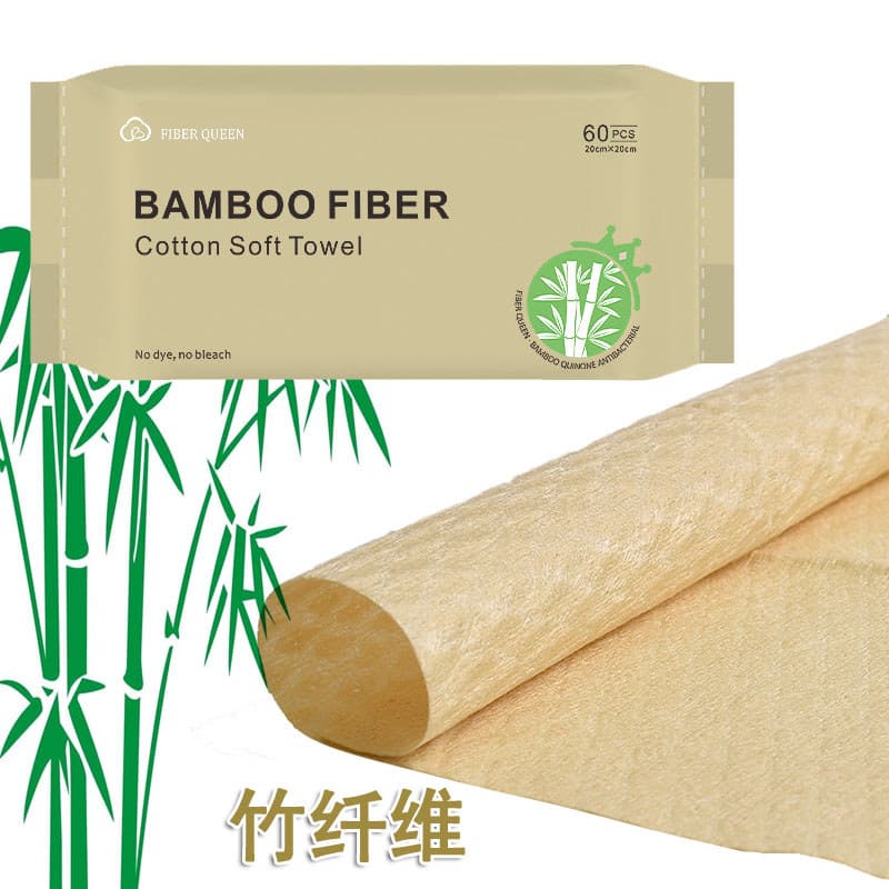Aproveite a barra de algodão toalha facial de fibra de bambu espessada Extra grande sem fiapos cor Natural bambu descart