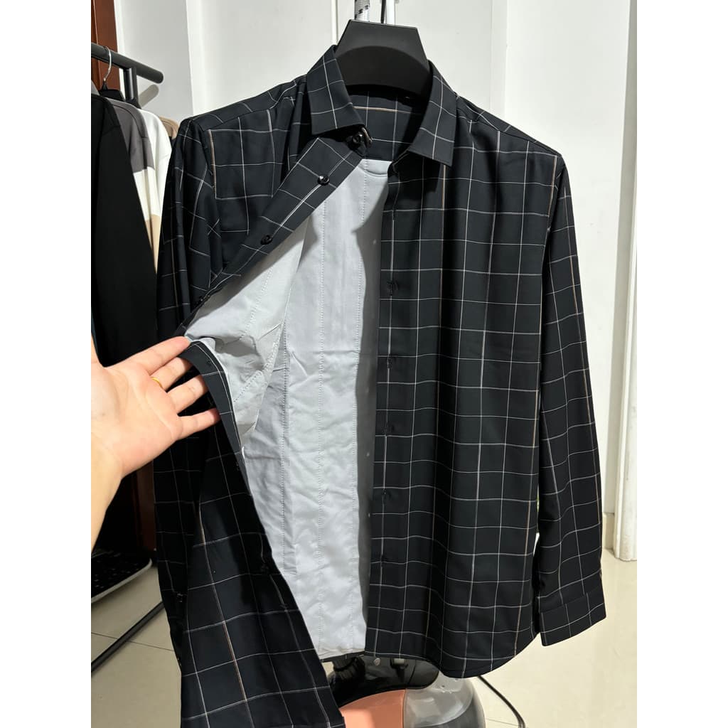 Pedido Final da camisa!Algodão acolchoado grosso!Retro preto xadrez padrão de manga comprida moda outono inverno camisa