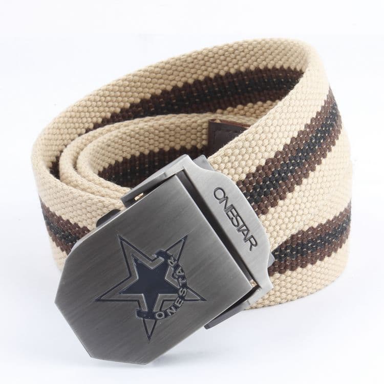 Preto cinco estrelas novo estilo cinto de lona Falcon preto falcão masculino fivela automática cinto tecido Casual tenda