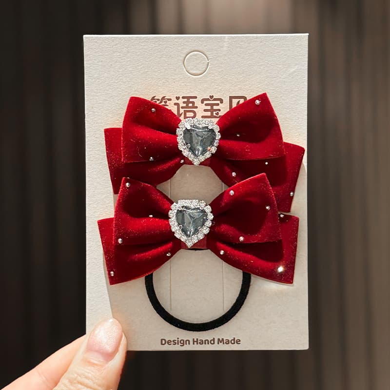 Amor diamante vermelho princesa laço faixa de cabelo ano novo ano novo festivo bandana acessórios para o cabelo crianças