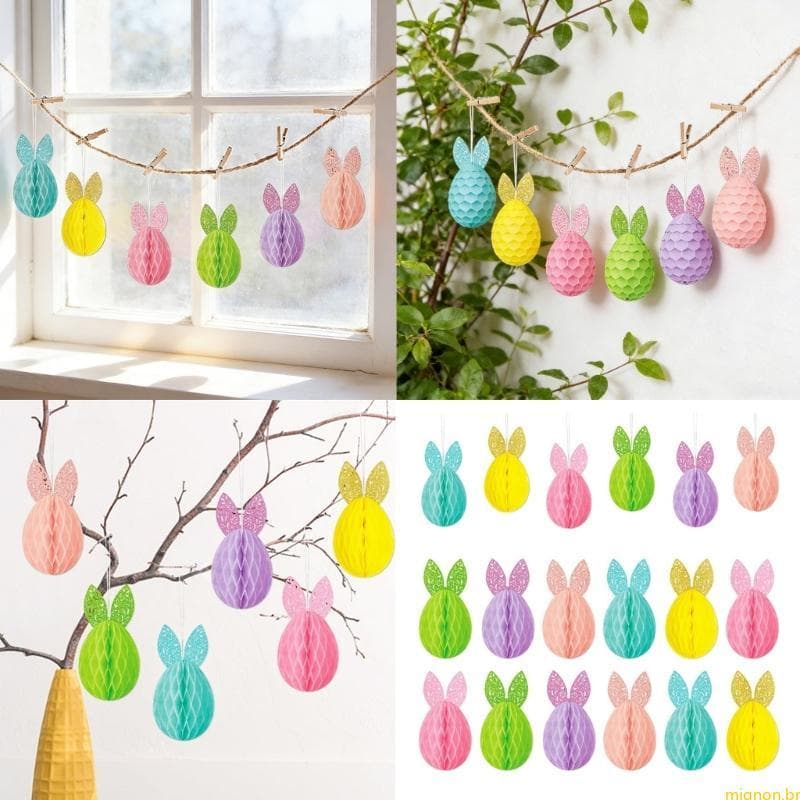 6Pcs Coelho Páscoa Decorações Festival Seguro Festa Casa Para Fontes