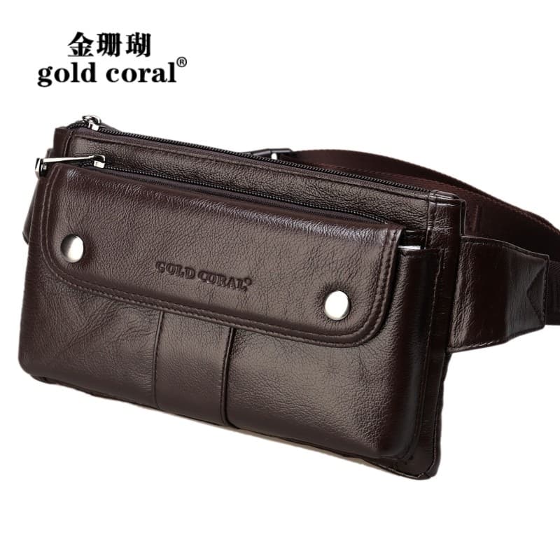 Bolsa de cintura de couro masculina multifuncional bolsa de grande capacidade bolsa para celular Casual primeira camada