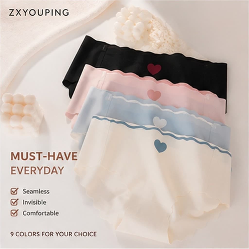ZXYOUPING Calcinha Feminina Sem Costura 1 Peça/4 Peças , Roupa Íntima Elástica Macia No Show , Cuecas Com Borda Recortad