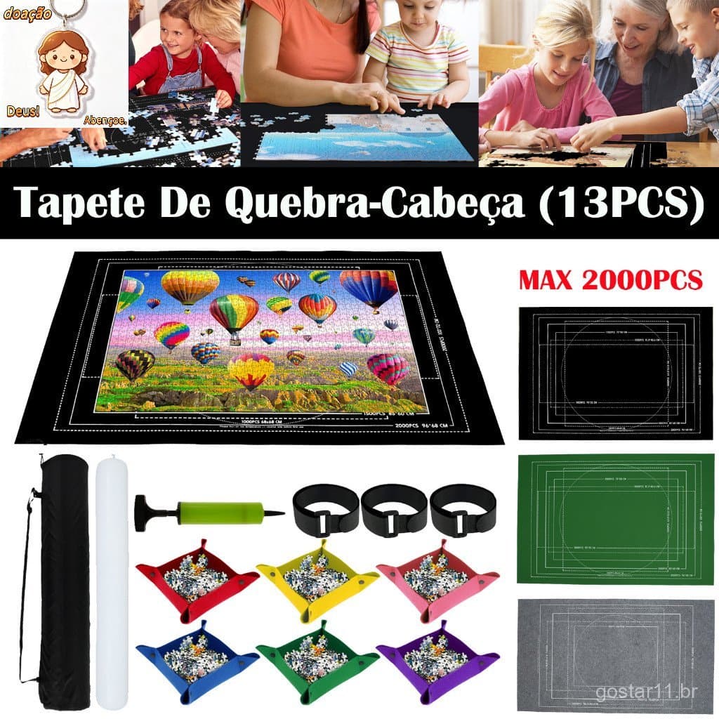Porta Puzzle Até 2000 Peças Tapete De Quebra-Cabeça Mantenha Limpo E Organizado Roll Up Puzzle Pad Com Fundo Antiderrapa