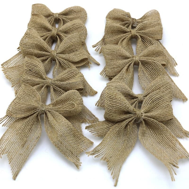 (10 Peças/Pacote) Estilo Vintage Tecido De Juta De Linho Natural Arco Festa Mostrar Caixa De Presente Decoração Artesana