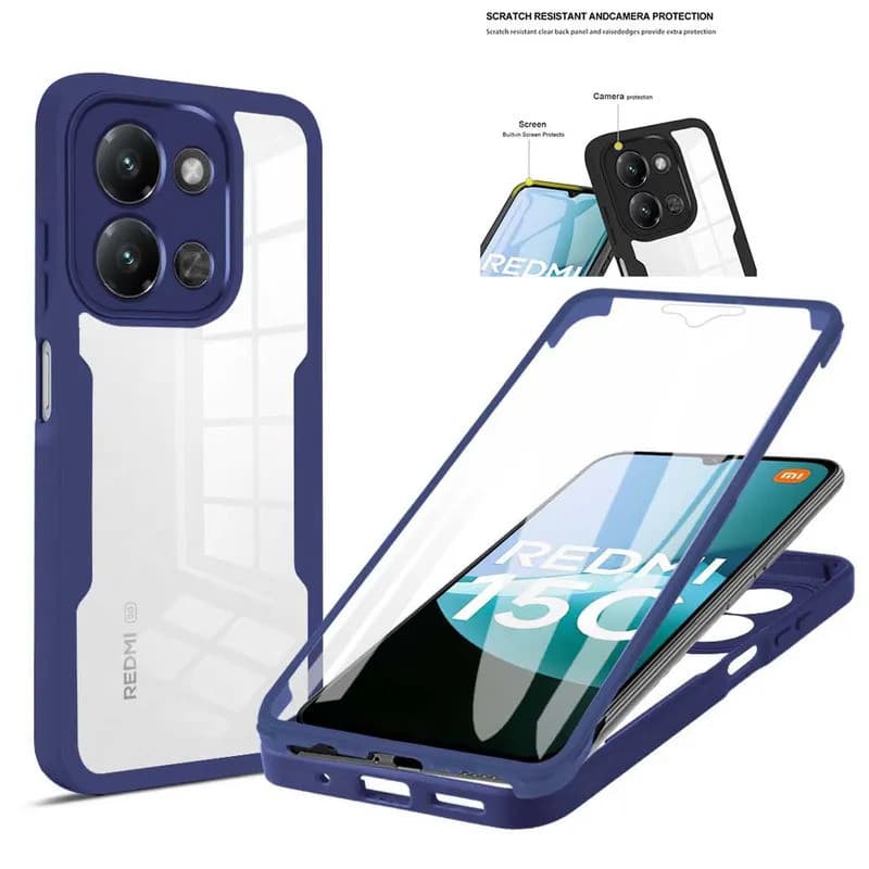 Capa de Telefone Anti-Choque e Anti-Queda 360 Graus Totalmente Envolvente para Redmi 15C A5 4G Versão Europeia 173mm