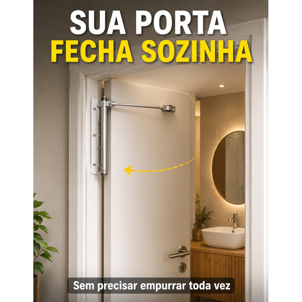 Mola para Porta Fechar Sozinha Inox Fechamento Automático Ajustável até 25kg Silenciosa